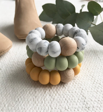 Astandco AST + CO teething toy teethers mustard olive marble white tidy tot melbourne Australian handmade baby toy gift shop small