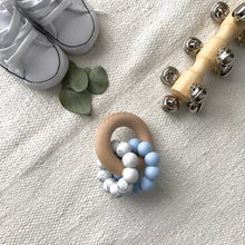Load image into Gallery viewer, AST + CO Astandco Ast and co wooden silicone teether white granite, mustard, grey, rainbow, safe baby teething toy melbourne australia tidy tot marbel blue turquoise seafoam
