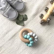 Load image into Gallery viewer, AST + CO Astandco Ast and co wooden silicone teether white granite, mustard, grey, rainbow, safe baby teething toy melbourne australia tidy tot marbel blue turquoise seafoam